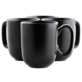 Our Table Landon 4 Piece 15 Ounce Round Stoneware Mug Set in Pepper