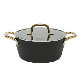Oster Abbottsford 4.4 Quart Nonstick Aluminum Dutch Oven with Glass Lid in Black