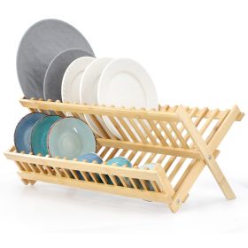 MegaChef 2-Tier Collapsible Kitchen Bamboo Drying Dish Rack