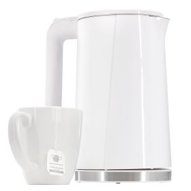 MegaChef 1.8 Quart Stainless Steel Electric Tea Kettle in White