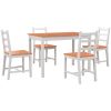 HOMCOM 5 Piece Dining Set Solid Pine Wood High Back Chairs White Natural Wood for Small Spaces