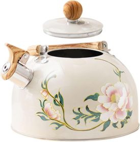 Kettle with Flower Pattern Portable Kitchen Water Kettle for Stovetop Quick Heating Sounding Easy to Clean and Compact Design