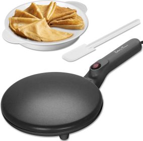 Crepe Maker Machine with Auto Power Off, Portable Crepe Maker with Non Stick Dipping Plate, Automatic Temperature Control, Graphite