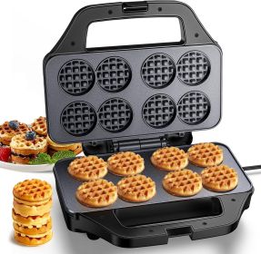 Mini Waffle Maker Machine, 8 Small Waffle Bites, Nonstick Waffle Iron with Quick Heat-Up, Easy Breakfast Makers for Home, Family, Snacks or Desserts