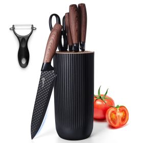 6-Piece Knife Set, Stainless Steel Black Professional Kitchen Knife Set for Chef, Super Sharp Knife Set with Universal Knife Block for Home Restaurant