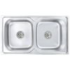 Kitchen Sink Double Basin with Strainer & Trap Stainless Steel