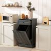 HOMCOM Kitchen Tilt Out Trash Bin Cabinet Free Standing Storage Cabinet with Drawer, Charcoal Gray