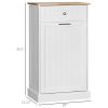 HOMCOM Kitchen Tilt Out Trash Bin Cabinet, White, Free Standing Recycling Can Holder with Drawer