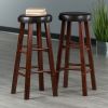 Maria 2-Pc Cushion Seat Bar Stool Set; Espresso & Walnut