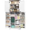 HOMCOM 64" Tall Kitchen Pantry Cabinet with Motion Sensor Light, Spice Racks and Adjustable Shelves, White
