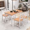 HOMCOM 5 Piece Dining Set Solid Pine Wood High Back Chairs White Natural Wood for Small Spaces