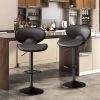 Bar Stools Set of 2, Faux Leather Bar Stools with Back, Chic Swivel Counter Stools with Footrest, Adjustable Kitchen Stools for Kitchen and Bars