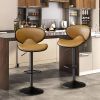 Bar Stools Set of 2, Faux Leather Bar Stools with Back, Chic Swivel Counter Stools with Footrest, Adjustable Kitchen Stools for Kitchen and Bars