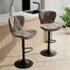 Modern Bar Stool Set of 2, Adjustable Faux Leather Upholstered Swivel Counter Stools, Counter Height Barstools with Back for Kitchen Island