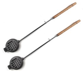 HAWOK Hamburger Campfire Iron - Pre-Seasoned Handheld Round Burger Grill set of 2 (1: Grill)