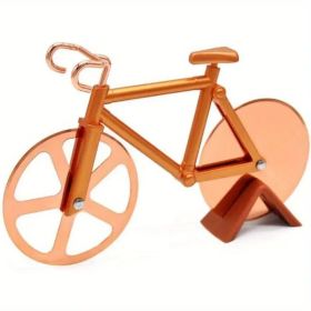 Fun-Shaped Pizza & Cookie Cutter â€“ Bicycle-Themed Stainless Steel Tool for Kids & Adults (Color: Orange)