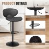 Bar Stools Set of 2, Faux Leather Bar Stools with Back, Chic Swivel Counter Stools with Footrest, Adjustable Kitchen Stools for Kitchen and Bars