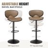Bar Stools Set of 2, Faux Leather Bar Stools with Back, Chic Swivel Counter Stools with Footrest, Adjustable Kitchen Stools for Kitchen and Bars