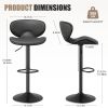 Bar Stools Set of 2, Faux Leather Bar Stools with Back, Chic Swivel Counter Stools with Footrest, Adjustable Kitchen Stools for Kitchen and Bars