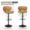 Bar Stools Set of 2, Faux Leather Bar Stools with Back, Chic Swivel Counter Stools with Footrest, Adjustable Kitchen Stools for Kitchen and Bars