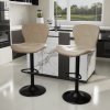Modern Bar Stool Set of 2, Adjustable Faux Leather Upholstered Swivel Counter Stools, Counter Height Barstools with Back for Kitchen Island