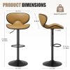 Bar Stools Set of 2, Faux Leather Bar Stools with Back, Chic Swivel Counter Stools with Footrest, Adjustable Kitchen Stools for Kitchen and Bars