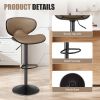 Bar Stools Set of 2, Faux Leather Bar Stools with Back, Chic Swivel Counter Stools with Footrest, Adjustable Kitchen Stools for Kitchen and Bars