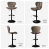 Modern Bar Stool Set of 2, Adjustable Faux Leather Upholstered Swivel Counter Stools, Counter Height Barstools with Back for Kitchen Island